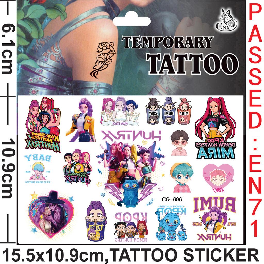 Dämonenjäger Thema Tattoo Aufkleber Geburtstagsdekoration KPOP Anime Party Aufkleber Geschenkfüller Kinder Babyparty Partyzubehör