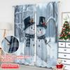 2pcs 2D Flat Printing Christmas Curtain Cute Snowmen Christmas Watercolor Polyester Without Electricity Holiday Decorations Use