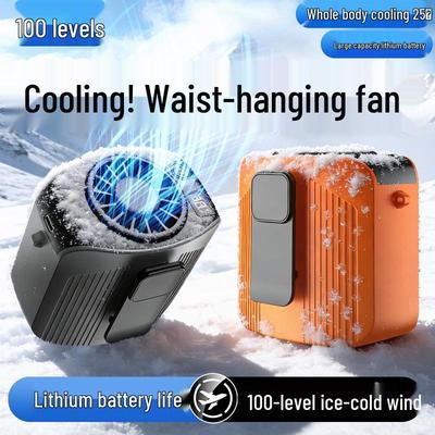 USB Rechargeable Waist Fan: High-Speed, Long Battery Life, 100 Speed Settings, Portable for Outdoors