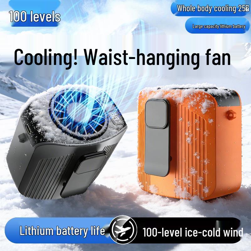 USB Rechargeable Waist Fan: High-Speed, Long Battery Life, 100 Speed Settings, Portable for Outdoors
