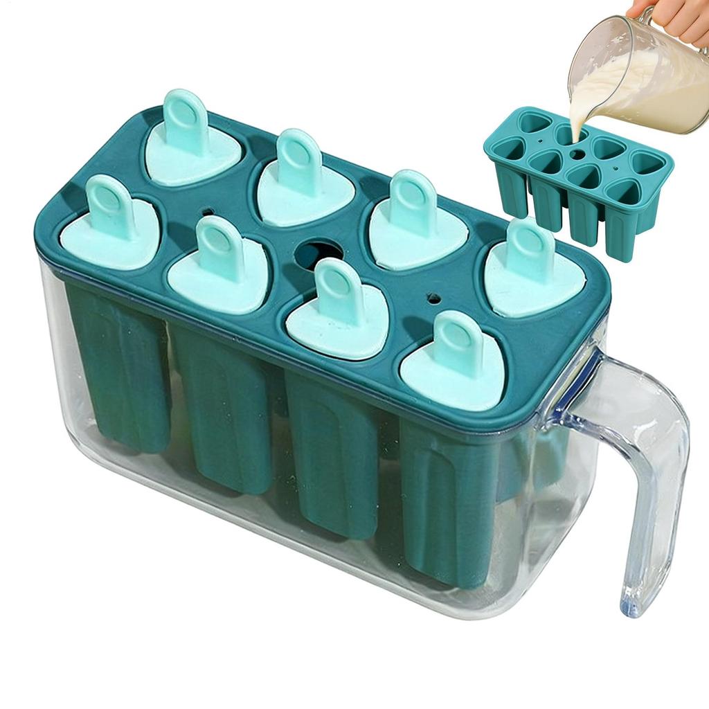 Ice Pop Molds Silicone 8 Cavity Ice Cubes Trays Freezer Homemade Ice Cream Molds Large Ice Pop Maker Reusable Ice Lolly Mould