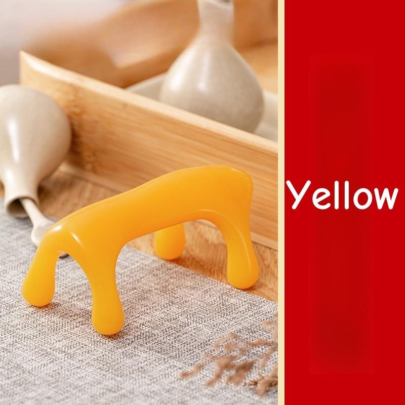 

Массажная меридианная щетка с круглой головкой из смолы, двойная, для точечного массажа шейных, поясничных и спинных позвонков, инструмент для дноуглубления всего тела, салон красоты, тот же массажный инструмент жёлтый