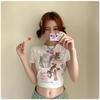 Cat Sweet Spice Girl Short Sleeve T-Shirt Women's Summer Design Sense Niche Pure Desire Sexy Skinny Shoulder Short Top