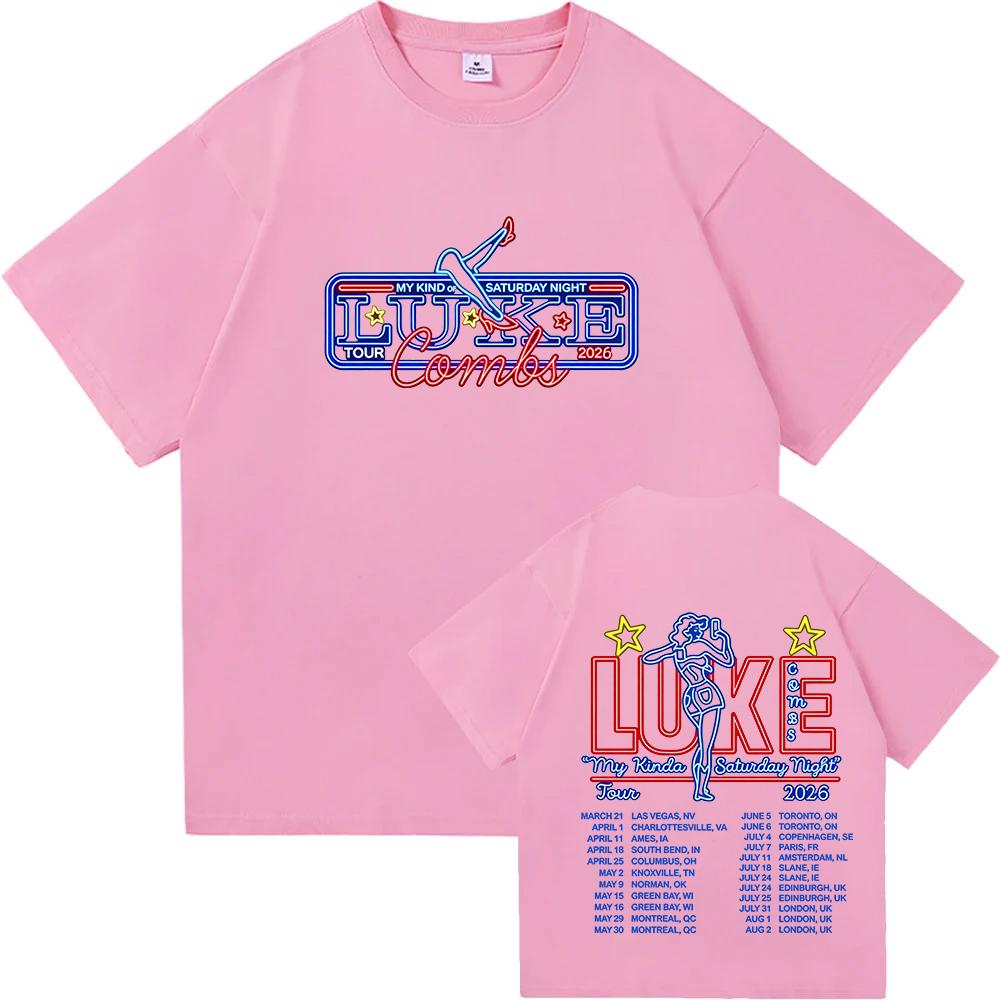 Maglietta Tour Neon Maglietta Tour Luke Combs 2026 T-shirt Maglietta in Cotone Double-sided Regalo per Fan di Musica High Street Abbigliamento Comodo