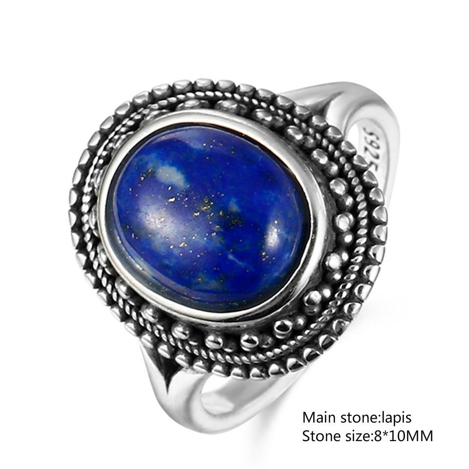 Prsten Charm Noble 100% 925 stříbro 10x14MM lapis lazuli snubní prsten pro dívku ženu na párty výročí narozeninový dárek