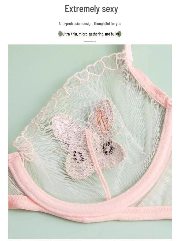 Cross-Border Sexy Bunny Sheer Underwear Set for Women: Slimming, Enhancing Bra for a Pure Desire Look