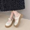 Foreign trade sandals women's 2025 summer new British style casual small leather shoes thick-soled round head comfortable soft-soled mother shoes