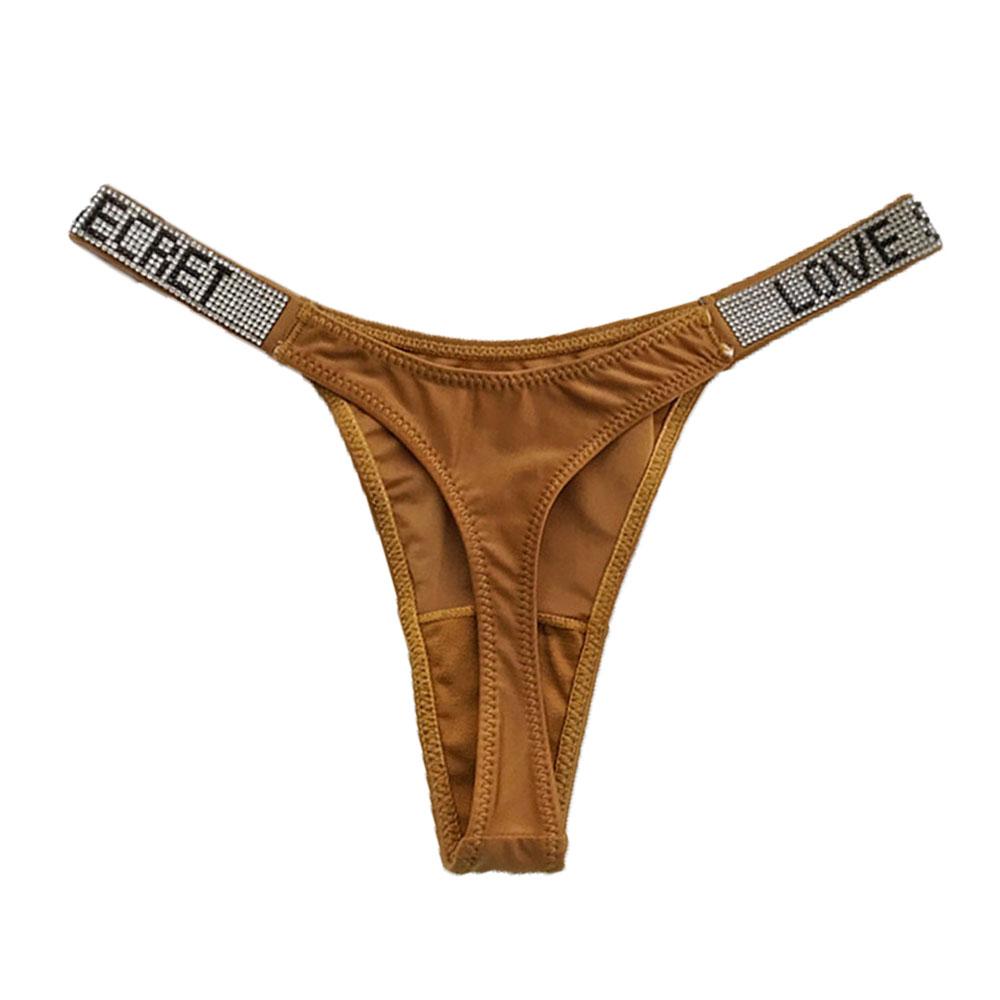 

Сексуальные спортивные трусы-слипы с треугольной чашкой и надписью, с низкой посадкой, сексуальные стринги Т-образной формы, женские трусики, стринги со стразами S&1pc жёлтый