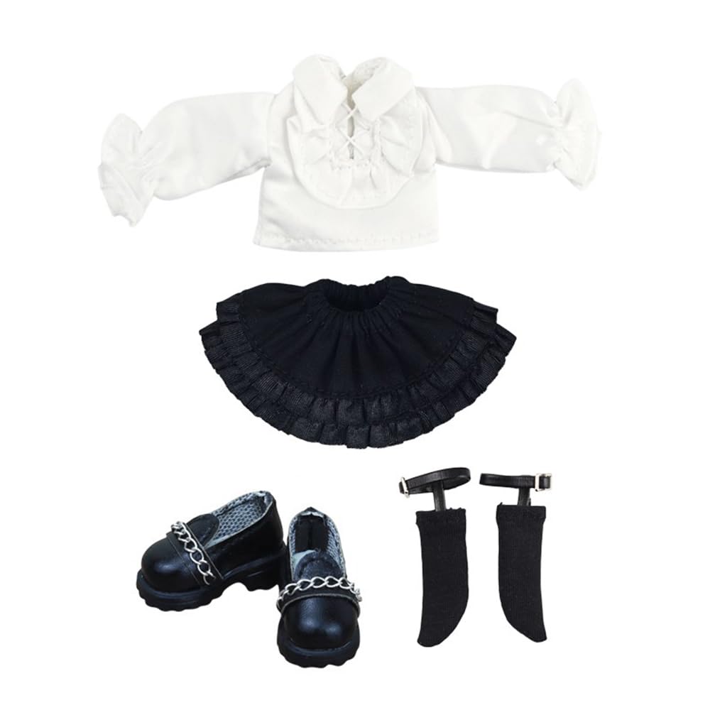 

Obitsu 11 OB11 Size Outfit for Obitsu Doll 11cm Long Sleeve Shirt and Skirt Idol Transformation Body Two-Tiered (4-Piece Set) -