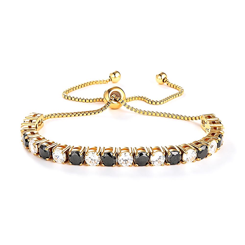 Elegant 4mm Zircon Women's Adjustable Stainless Steel Bracelet