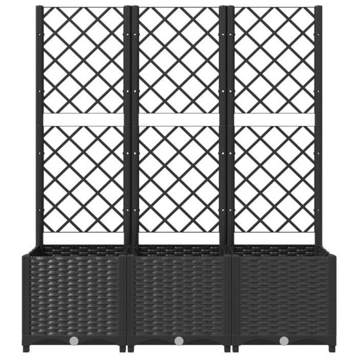 VidaXL Planter with Trellis Black 120x40x136 Cm PP