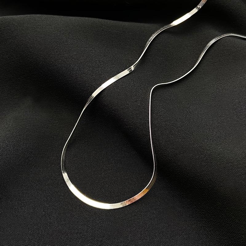 925 Sterling Silver Custom Silver Snake Bone Chain Necklace Women Temperament Clavicle Chain Simple Choker Trendy Accessories