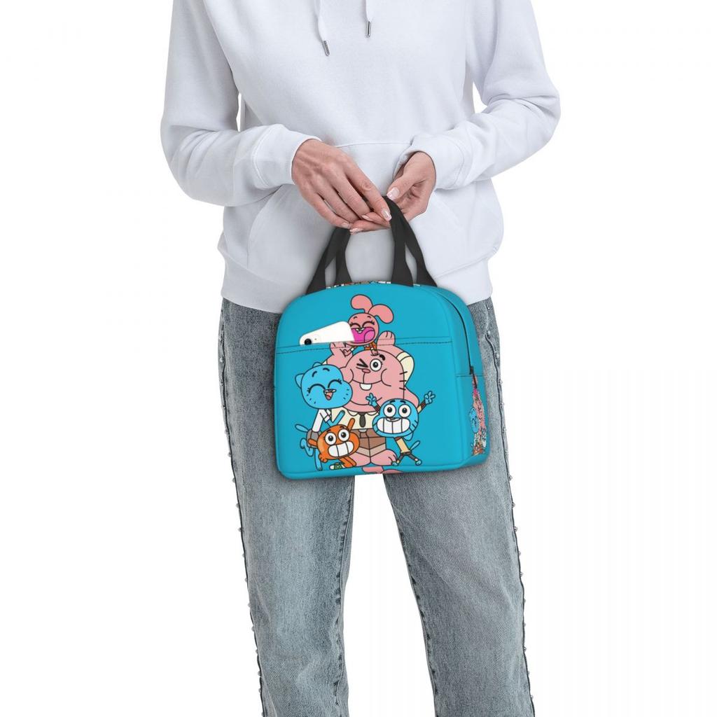 Die erstaunliche Welt von Gumball Isolierte Lunchtasche für Damen Kinder Auslaufsichere Lebensmittelboxen Thermische Lunchbox Tragetasche