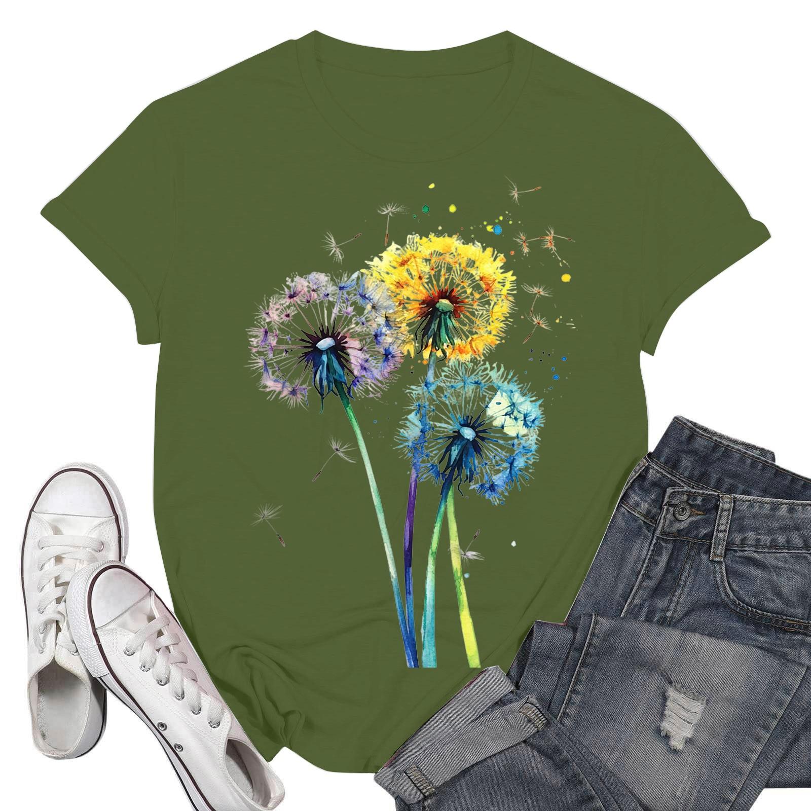 

Женские модные повседневные пуловеры с короткими рукавами и круглым вырезом с принтом L армия зеленый