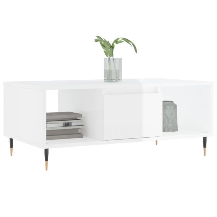 VidaXL Coffee Table High Gloss White 90x50x36.5 Cm Engineered Wood 830582
