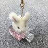 Hochwertiger 5CM Kawaii Plüsch Schlüsselanhänger Niedlicher Nerz Angora Kaninchen Langhaariges Kaninchen Weicher Anhänger Handtasche Autoschlüsselhalter Spielzeug