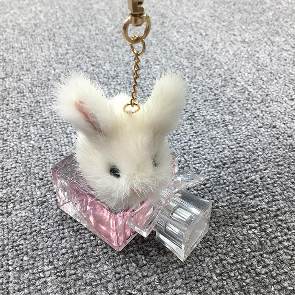 Hochwertiger 5CM Kawaii Plüsch Schlüsselanhänger Niedlicher Nerz Angora Kaninchen Langhaariges Kaninchen Weicher Anhänger Handtasche Autoschlüsselhalter Spielzeug