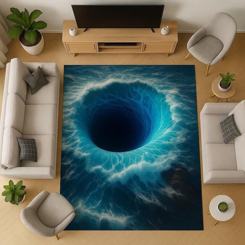 2D Flacher Optische Illusion Rutschfester Teppich Leicht zu Reinigen Perfekt für Eingangsbereich Schlafzimmer Waschküche Bereich Fußmatte Zuhause