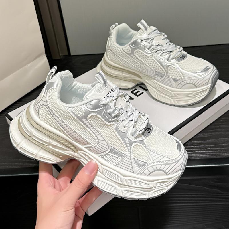 Paris platform dad shoes new spring and autumn breathable mesh heightening casual sports shoes single shoes 35