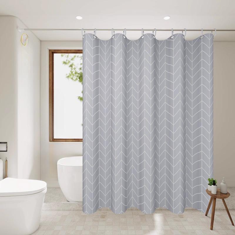 Transparent Waterproof Shower Curtain Bathroom Translucent Partition Curtain Easy Clean Wipe Mildew Proof Curtains with Hooks