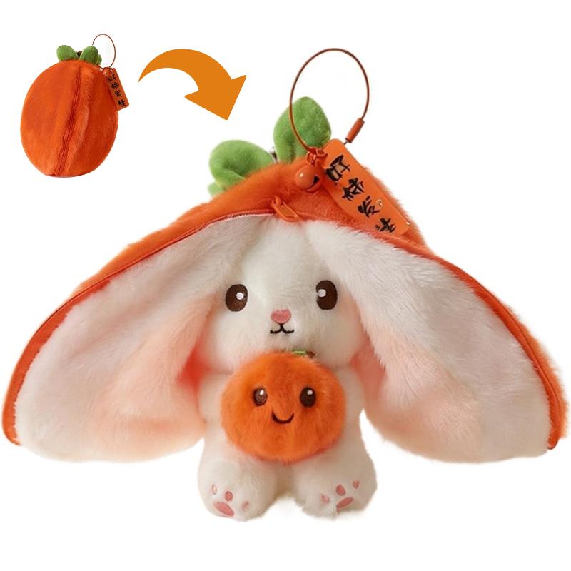 Schattige Afpelbare Fruit Konijn Pluche Speelgoed Kawaii Aardbei Ananas Durian Konijn Knuffeldier Pop Zacht Hangend Speelgoed Kinder Cadeau beige