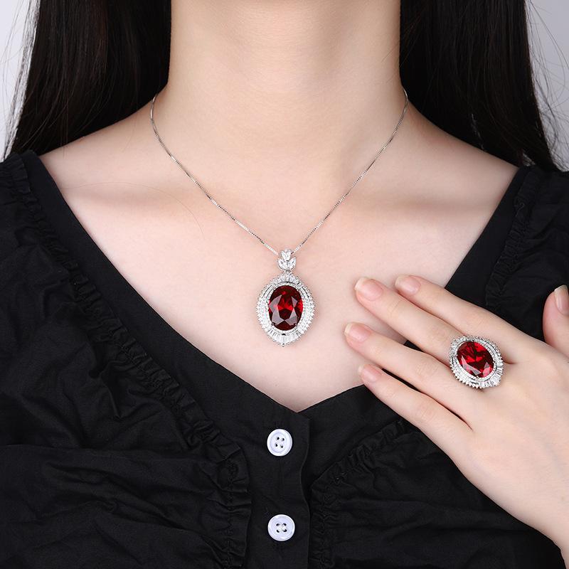 Jewelry Simulation Color Treasure Corundum High-End Jewelry Set Main Stone 15 * 20-13 * 18