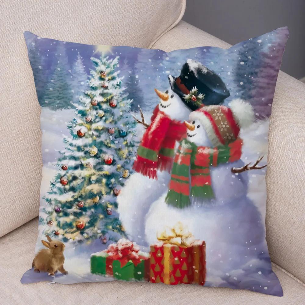 50 Style Merry Christmas Cushion Cover Decor Cute Cartoon Santa Claus Snowman Pillow Case Soft Plush Pillowcase for Sofa Home