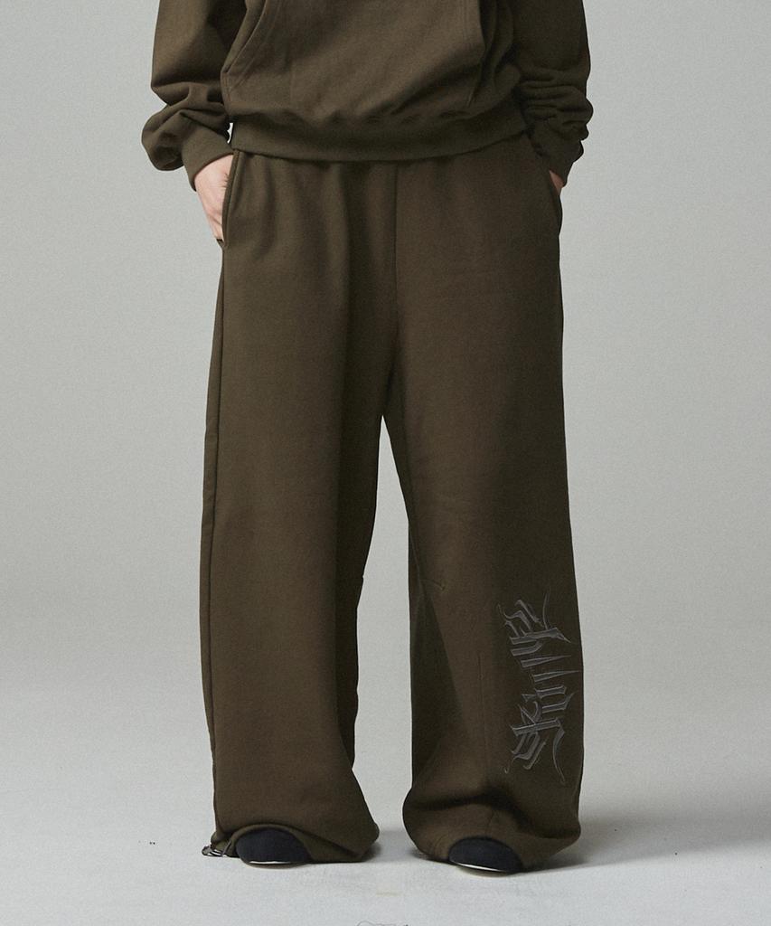 KITTY POTTERY Street Lettering Embroidered Jogger Pants Melange Grey