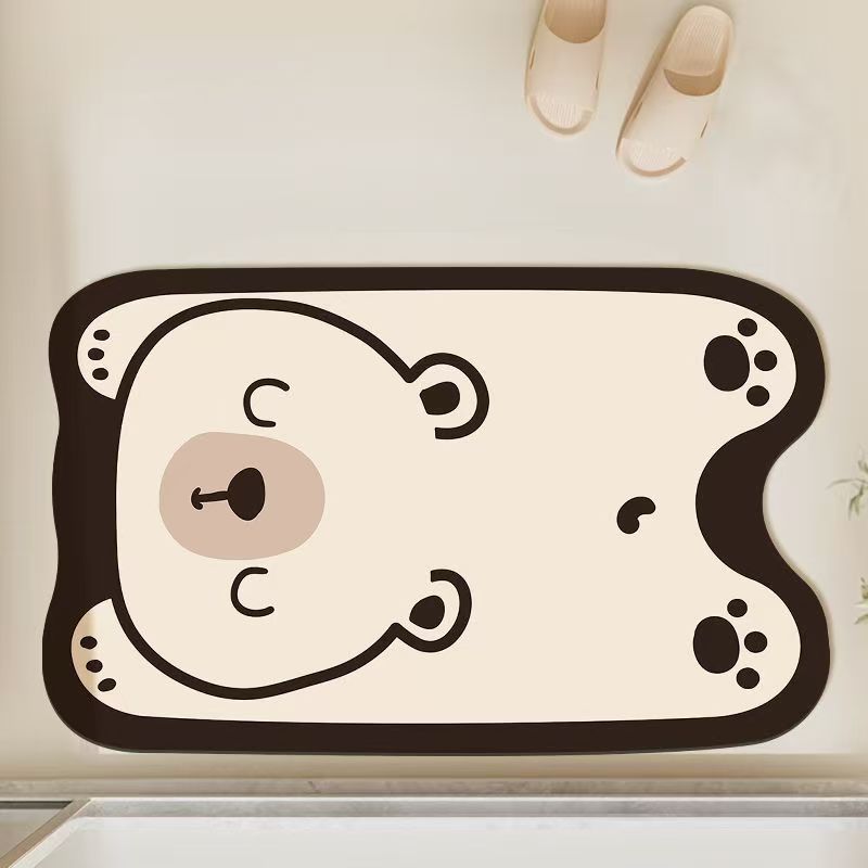 Cartoon Bathroom Absorbent and Easy To Dry Foot Mat, Anti Slip Mat for Entering the Home, Bathroom Diatomaceous Earth Floor Mat
