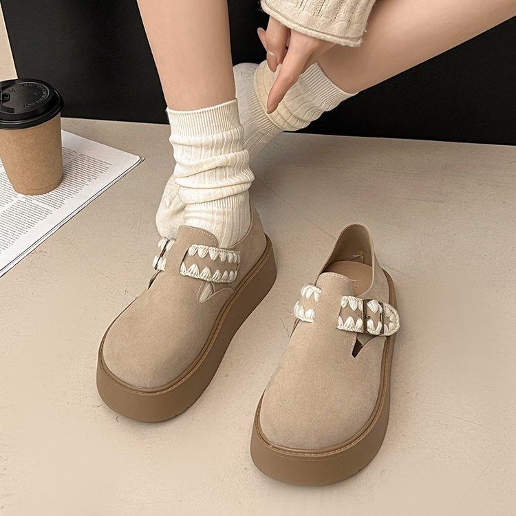 [Yushilai] College Style Platform Loafers Women's 2025 Winter New Retro Fashion Casual Versatile Single Shoes