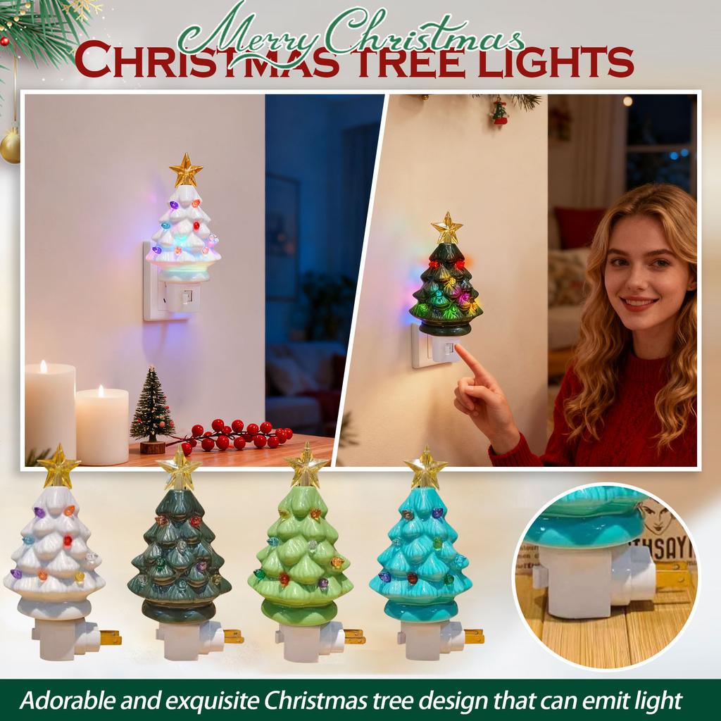 Plug-in Christmas Tree Night LightUL 360° Rotating Holiday Decoration