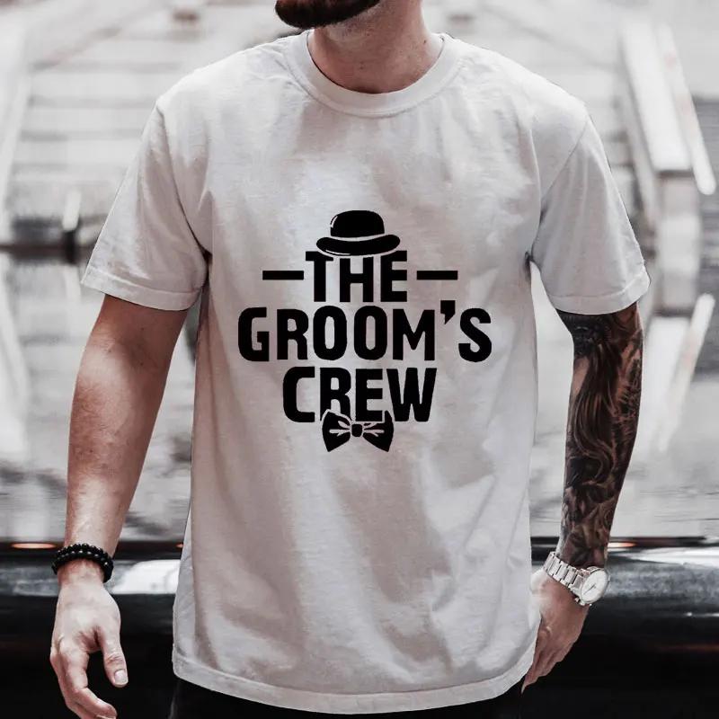 The Groom's Crew Y2k Tops Single Farewell Bachelor Stag Party Streetwear Team Groom Squad Best Man T Shirt Friends Wedding Tees