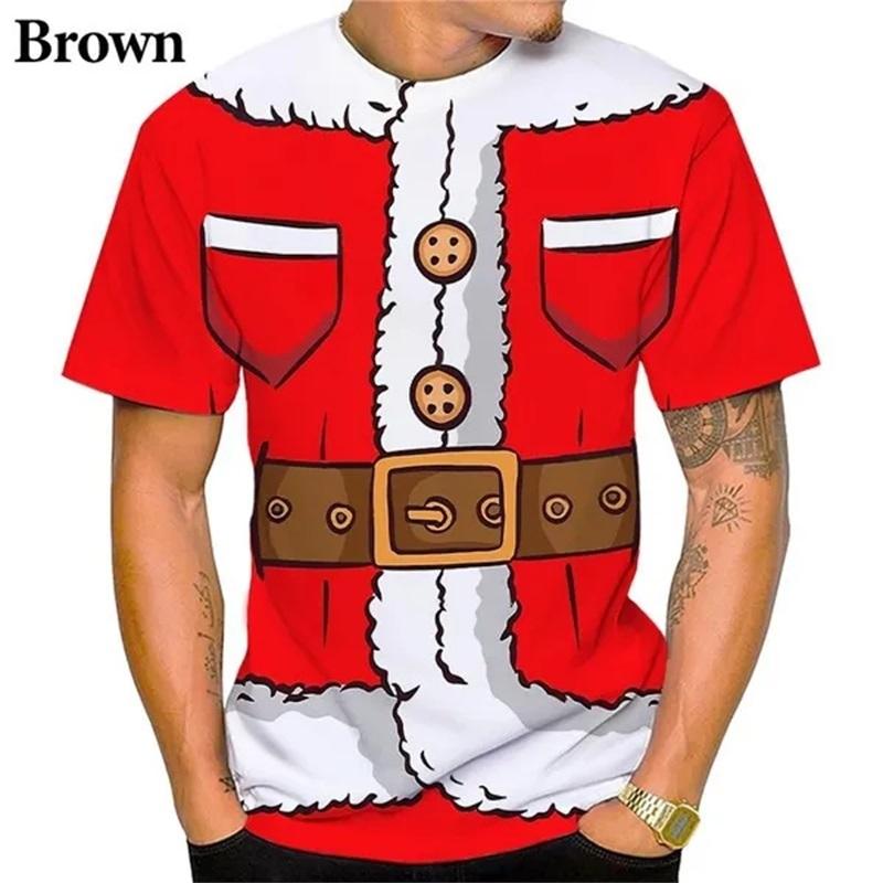 

Смешные футболки с рождественской графикой, напечатанные на 3D-принтере, для мужчин, модные футболки с коротким рукавом для мужчин, с полной печатью, рождественские футболки больших размеров 2XL