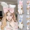 Elegant Ribbon Hair Clip Headpiece With Lace Ruffle Trim Design For Women And Girl Anime Event Gathering Hair Ornament