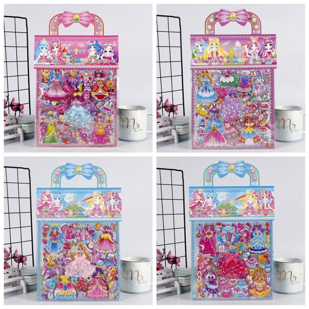 2 Sheets/Bag Cartoon Stereo Bubble Sticker Princess Dress Up Kids Toy Sticker Kids Prizes