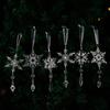 6 Pcs Acrylic Crystal Christmas Ornament Sparkling Clear Snowflake Hanging Ornaments with Drop Pendants for Winter Chandelier Xmas
