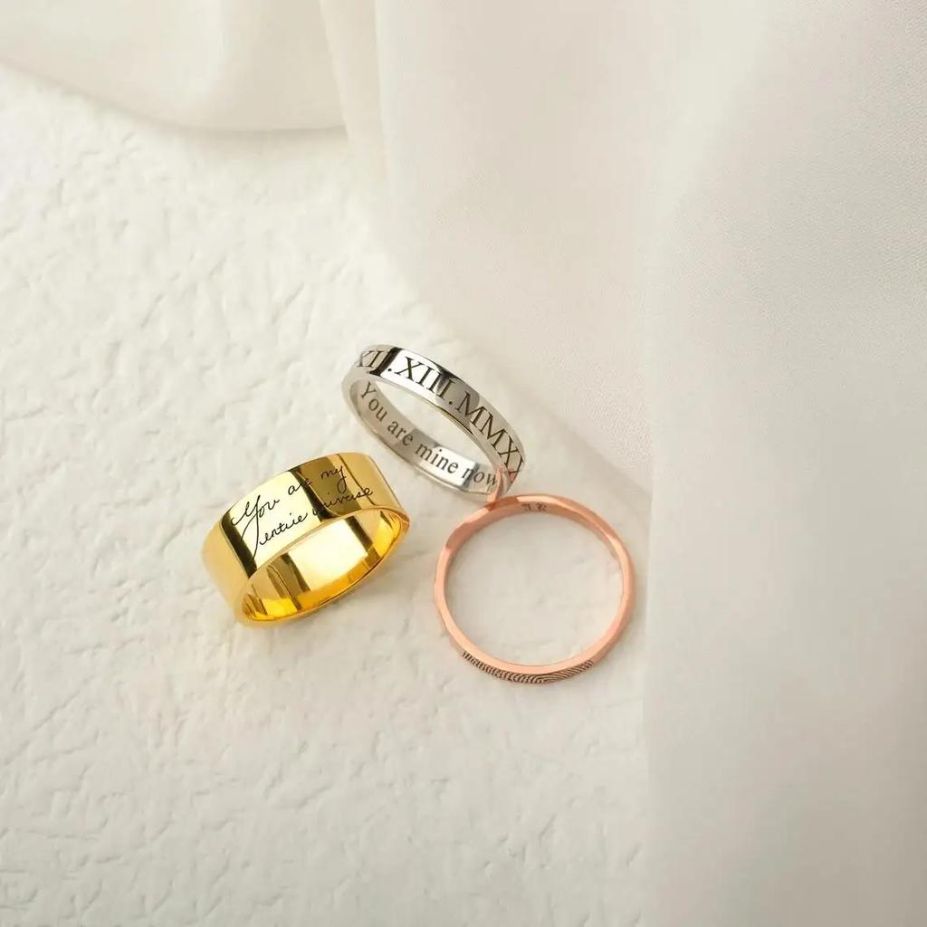 Anello Personalizzato con Incisione di Parole All'interno All'esterno Anello Sottile Personalizzato Impilabile Unisex Promessa Eternità Regali per Anniversario