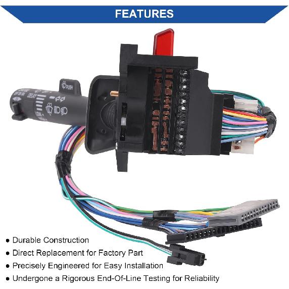 Obaee Multi-Function Combination Switch With Turn Signal, Wiper, Hazard, Cruise Control Compatible With 1995-2002 Chevy Tahoe S10 GMC C1500 K1500