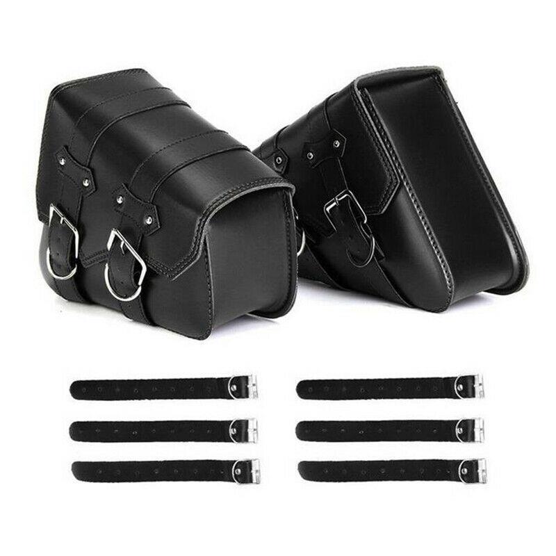 2Pcs Motorcycle Saddlebag PU Leather Saddle Bag Luggage Storage Bag Pouch Left+Right Universal For Harley Sportster XL883 XL1200