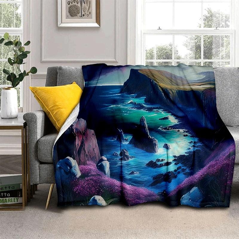 29 Style New Sea Water Beach Reef Nature Scenery 3D Blanket,Soft Throw Blanket for Home Bedroom Bed Sofa Travel Picnic Cover Kid