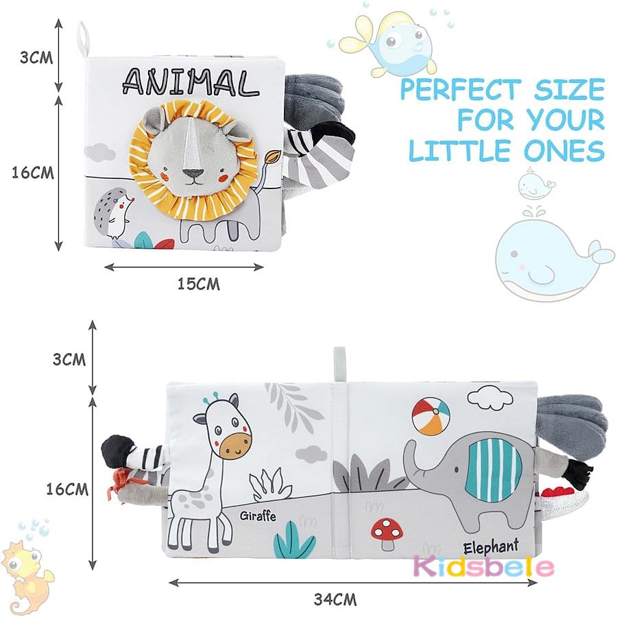Baby Soft Cloth Book Toy With Bb Sound Early Intelligence Development Sensory Toy Toddler Animal Cognitive Toy Gift 0-12 Months