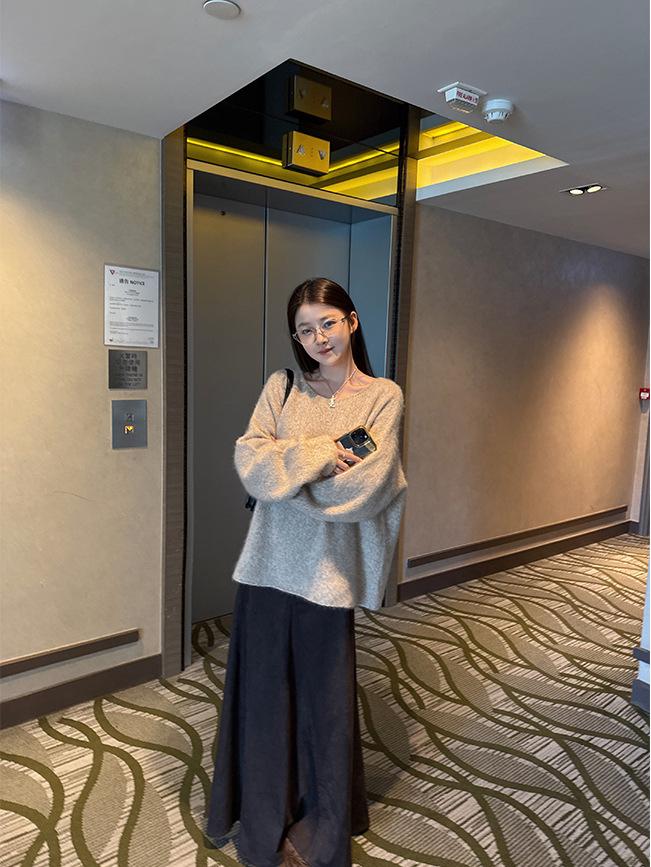 Yaya Shop Saia Maxi Camurça Estilo Wabi-Sabi Retro Estudante de Arte