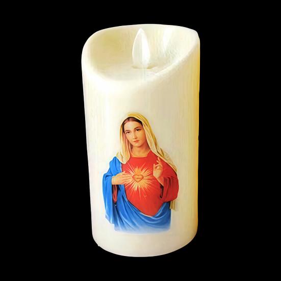 Yousheng LED Christmas Candle Lights Flameless Flickering Prayer Lamp Religious Figure Design Lights for Home Altar Church Decor