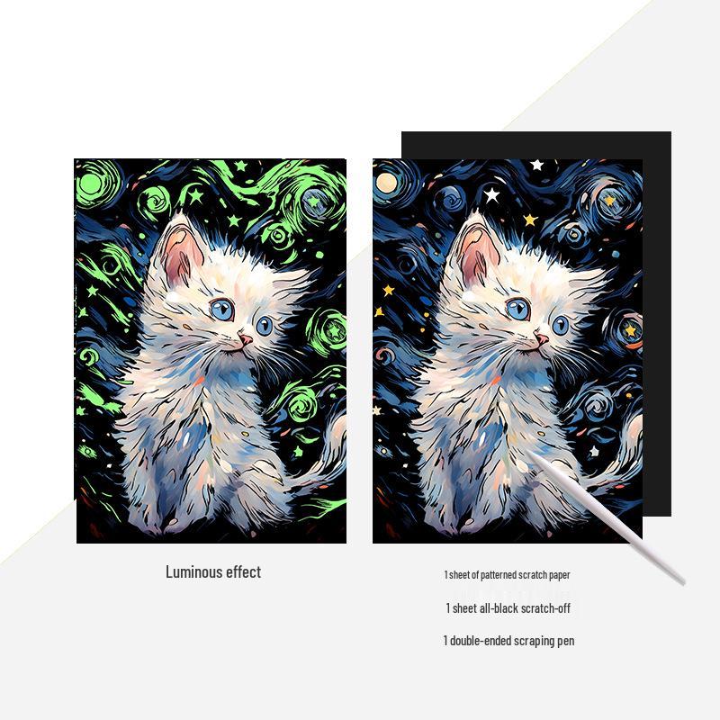 Yuelu Scratch Night Glow A3: Adult DIY Creative & Educational Scratch Art Paper.