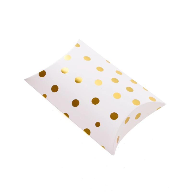 Pillow Paper Box Kraft Paper Candy Packaging Box Bronzing Stripe Polka Dots DIY Jewelry Wedding Party Christmas Gift Packaging