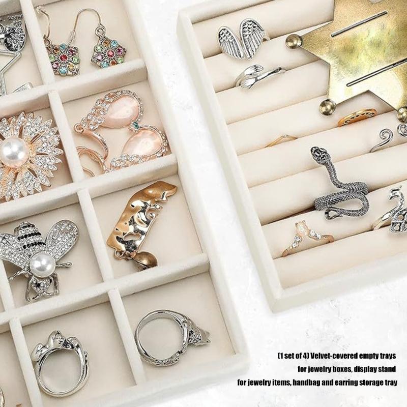 4er-Pack Samt Schmuck-Vitrine mit Schutzfutter Halskettenplatte für Halsketten Ohrring-Aufbewahrung Heimdekorationen