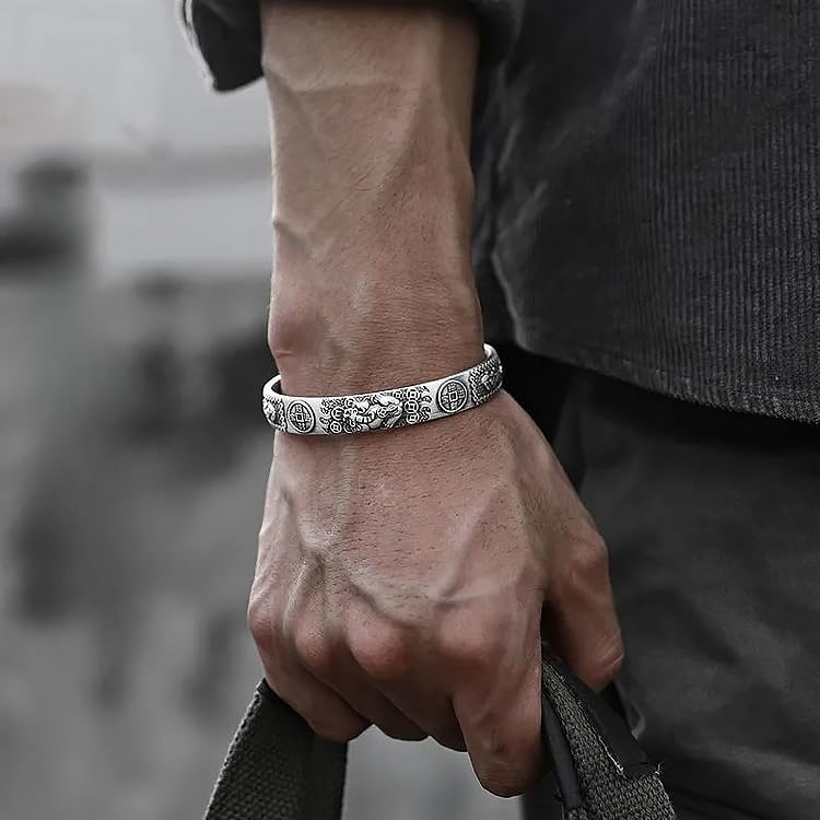 Armbånd for Mantra Hjerte Pixiu Kobber Beskyttelse fra God Guddommelig Mote Gave Kvinner, Sølv, Armbånd, Sutra, Amulett, Buddhisme, Gravert, Armbånd,