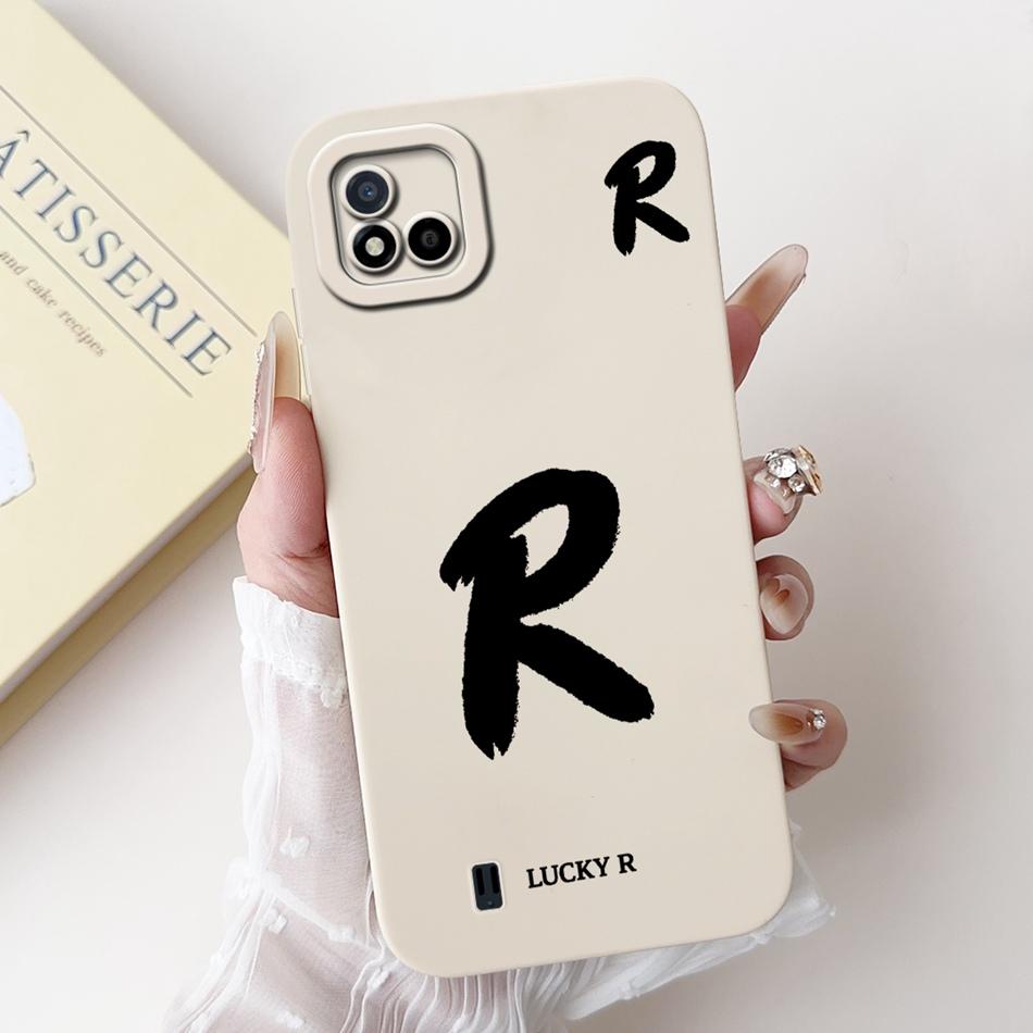 For Realme C11 (2021) Lucky Initial Letter Phone Case For Realme C11 2021 2020 RMX3231 RMX2185 Soft Silicone Shockproof Cases