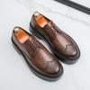 Fashion Suit Thick Soled Men's Leather Shoes Business Gentlemen Hot Selling Styles Work or Office Outdoor Street Trend Lace Up Shoes