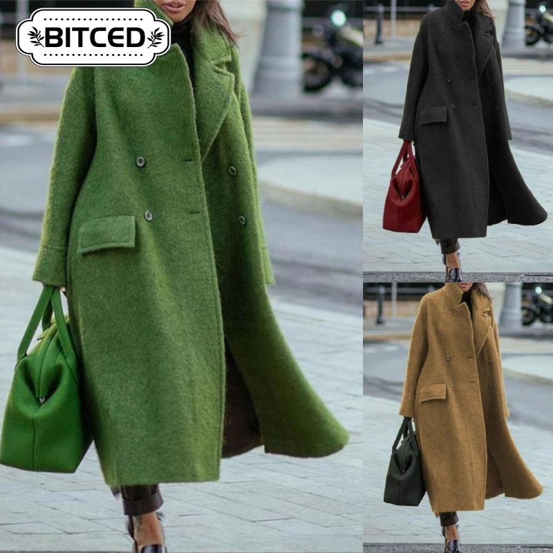 BITCED Dámská Vintage Ležérní Jednobarevná Tištěná Podzimní Zimní Dlouhý Rukáv POLO Límec Bunda Jedinečné Designy & Kabáty